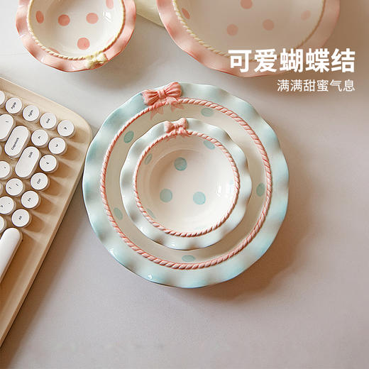 摩登主妇蝴蝶结餐具酸奶碗家用2024新款高颜值碗具餐盘陶瓷水果碗 商品图3