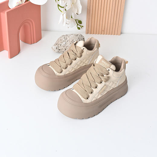 经典鲨2024年冬新款时尚韩版百搭圆头系带平底休闲鞋板鞋女KW279-D58321 商品图4