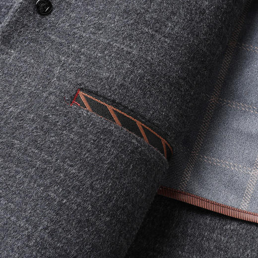【中山领小立领】【新款DLC】大依优型品质双面呢羊毛呢大衣翻领外套商务夹克男宽松加肥加大码上衣胖子正装休闲 商品图7