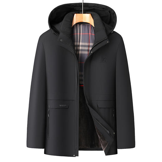 【可拆卸帽】【新款DTX】大依优型大码男装连帽加绒棉服棉衣夹克外套棉夹克加肥加大上衣男士 商品图8