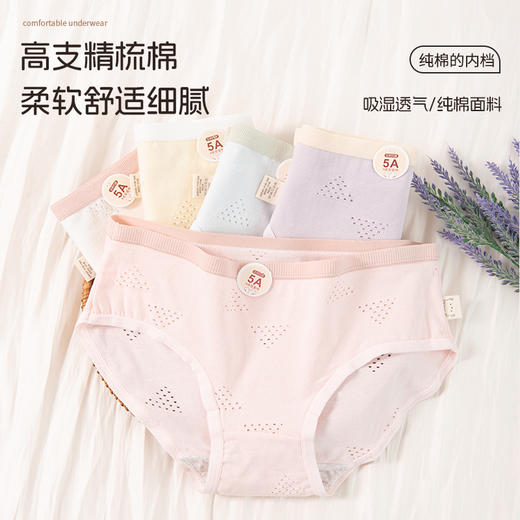 洁丽雅中腰纯棉女士内裤舒适亲肤双层纯棉底裆透气零感三角裤 商品图2