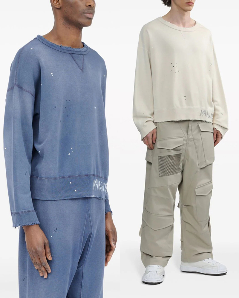 现货 THS 10.14-限时 m6家 情侣款 做旧泼墨松垮慵懒圆领卫衣 2色 QI137