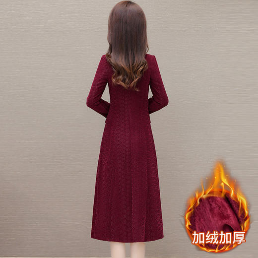 QYM-LRX-NFB30 -Y加绒保暖连衣裙秋冬季新款西装领时尚拼结假两件长袖A字裙 商品图2