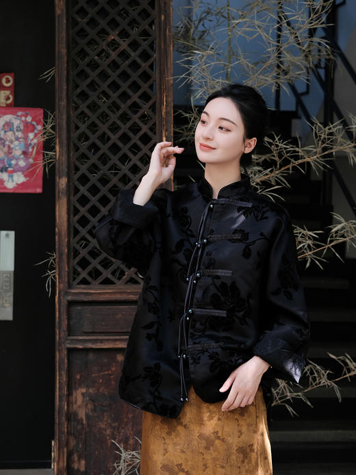 盛唐牡丹| 黑色漳绒富贵牡丹外套 商品图4