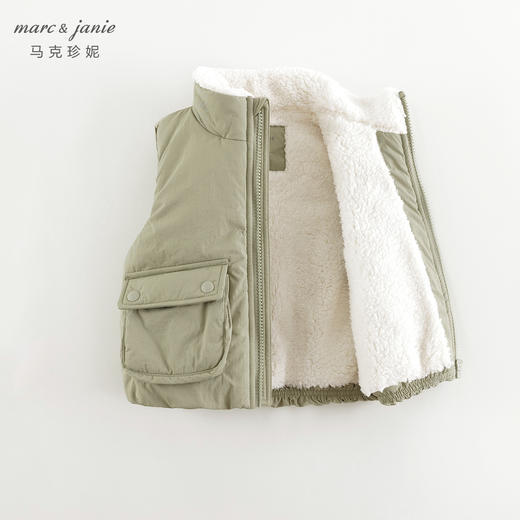 马克珍妮男女童大口袋立领加绒马甲儿童外套2024年秋冬新款241516 商品图3
