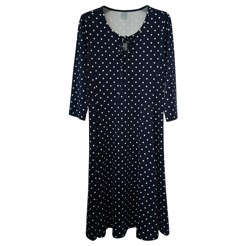 VIVIAN LIU薇薇安刘R2447402初秋女装新款圆领系带波点针织连衣裙