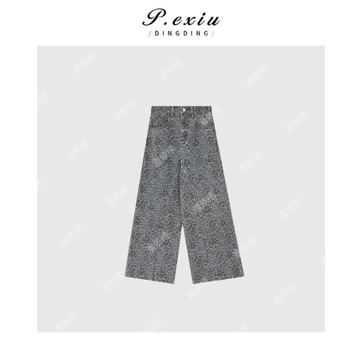 04-3潘依绣丁丁宠粉PanYiXiu/潘依绣【豹纹裤】复古水洗高级感气质牛仔裤 D6700 商品图1