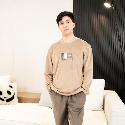 【169元1套】秋冬男士长袖长裤海岛绒套头家居套装-6243219 商品图0