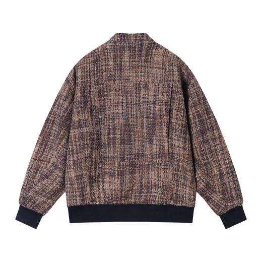 2433808秋冬季新款复古丝绒格纹棒球领休闲百搭夹克宽松潮流外套秋款 商品图4