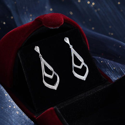 子佩集S925银【浪漫轨迹】耳钉【Z16357】纯银时尚镂空水滴2410 商品图1