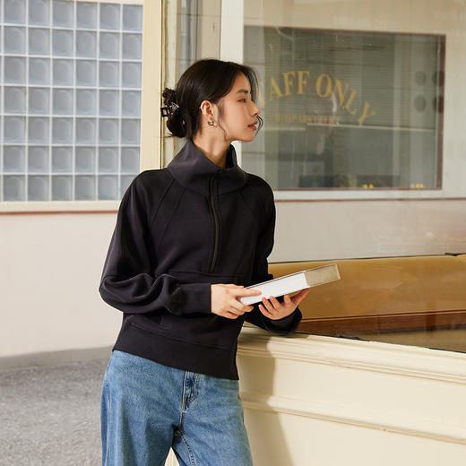 【大牌品质】奥地利兰精莫代尔330g加厚空气层卫衣 女士秋冬季牛奶蛋白防静电保暖防风立领卫衣 商品图1