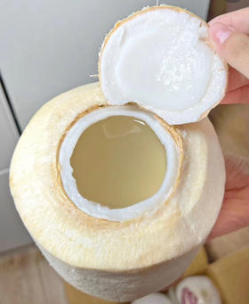 超爱喝的椰青，泰国椰青，比SK2还补水的神器感。，椰子界的天花板，汁水比普通椰青更香甜，椰肉更白嫩细腻，美滋滋滴，先喝椰汁，再吃椰肉哦
一箱9粒，配有开椰🥥器