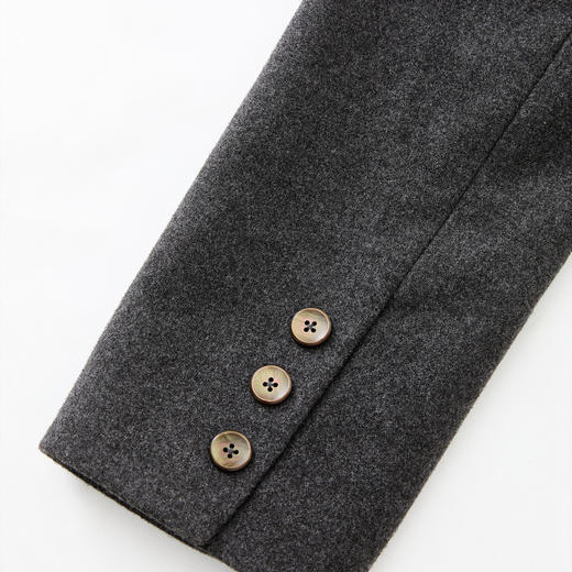 英伦大翻领双排扣中长款大衣女秋季厚实保暖呢料外套V4342910 商品图5