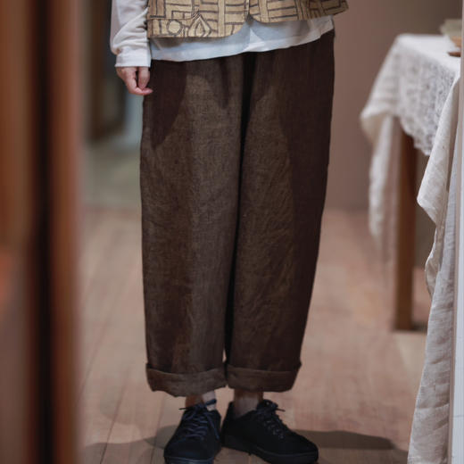 黄阿福｜重磅色织亚麻9分裤 商品图3