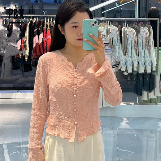 P&X设计师女装秋季长袖打底修身时尚百搭短款T恤 824302199 粉色 商品图0