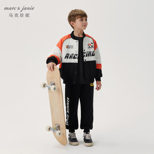 马克珍妮男童潮酷赛车风棒球服儿童夹棉外套夹克秋冬新款241019 商品图2