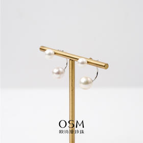 乐淑乔妹同款小白灯双珠耳饰淡水白色有核6.5-79-10mm圆形