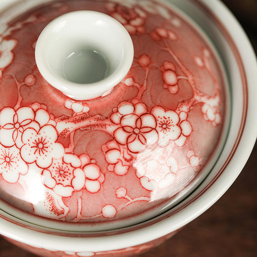 永明尚玩釉里红冰梅两才盖碗 商品图4