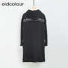 oldcolour黑色气质宽松设计感拼接简约休闲长袖卫衣连衣裙女L42103225 商品缩略图1