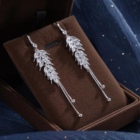 子佩集S925银【穗穗花开】耳环【Z19560】纯银时尚麦穗锆石2410