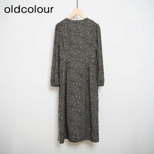 oldcolour春秋款黑色圆领碎花气质宽松长袖连衣裙女DN13103023 商品图1