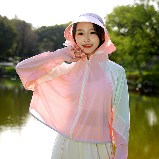 【轻薄透气！冷感防晒衣】气质时尚百搭，拼接防晒冰丝防紫外线防晒衣女，骑车防晒服 商品图3