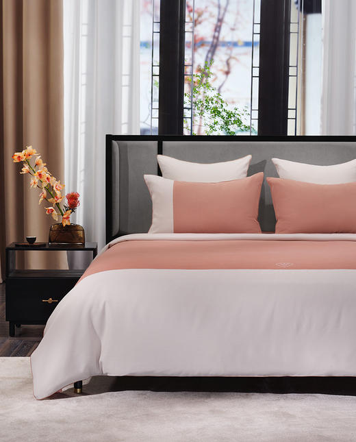 皇锦28姆米重磅棉感真丝双人被套四件套-四季合意 商品图4