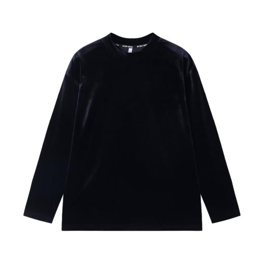 T1848秋季新款时尚个性纯色绒面圆领套头长袖T恤休闲情侣户外上衣 商品图1