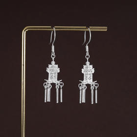 子佩集S990银【清灯悠梦】耳环【LEH000029】纯银花丝宫灯流苏2410