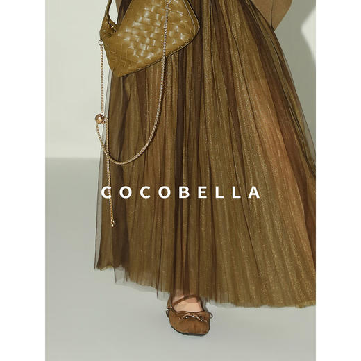 COCOBELLA手工压褶金葱网纱大摆半身裙气质长裙礼服裙HS7065 商品图4
