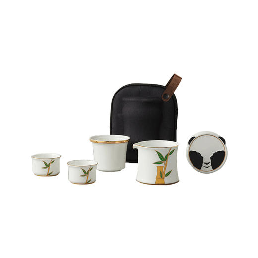 五粮文创·熊猫快客杯茶具套装（白色款） *1套 商品图3