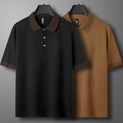 【新款DG】大依优型翻领毛衣针织衫短袖背心休闲针织衫毛背心加肥加大上衣男士胖子大码毛衫t恤打底 商品图0