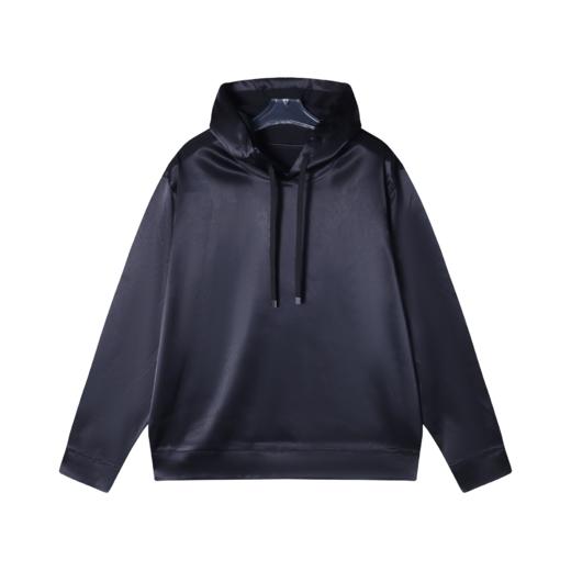 WY344秋冬季新款时尚个性纯色亮面连帽套头卫衣百搭简约宽松潮流 商品图1