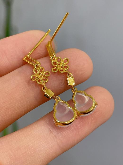 18K金高冰葫芦耳坠 商品图3