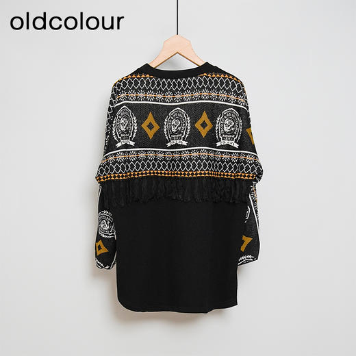 oldcolour冬季黑色气质休闲通勤宽松百搭毛织套头衫M44052411A 商品图1
