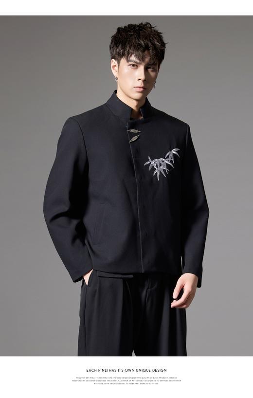 PINLI品立秋季新款新中式立领夹克外套男士刺绣国潮休闲西服B243104038 商品图6