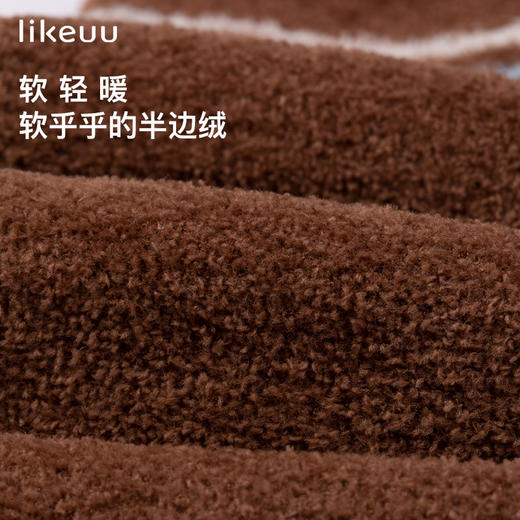 likeuu袜子好奇小熊半边绒家居袜儿童男女睡眠袜保暖袜ZY 商品图1