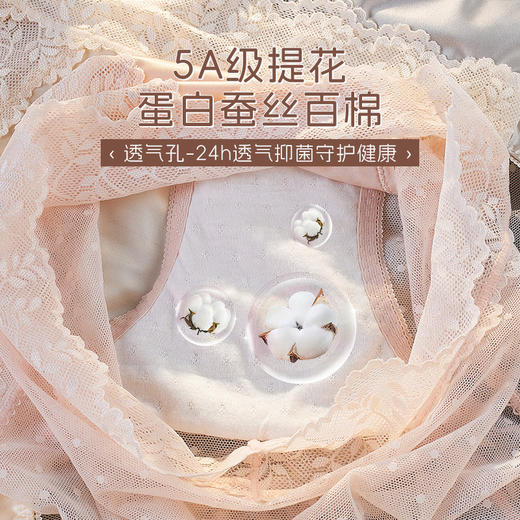【5A抑菌】洁丽雅4条装女士中高腰轻奢蕾丝内裤抑菌棉裆舒适亲肤裸感三角裤 商品图8