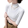 中袖t恤气质半高领打底衫，收腰内搭五分袖纯色上衣SG-DY331357 商品缩略图4