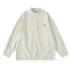 早乙女惠子saotome/STMCS231217/百搭logo皮标全棉小立领衬衫