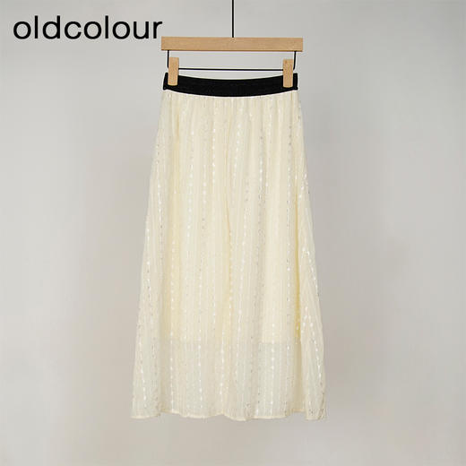 oldcolour气质高腰显瘦百搭通勤光泽直筒长款半身裙女L43063323 商品图1