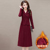 QYM-LRX-NFB30 -Y加绒保暖连衣裙秋冬季新款西装领时尚拼结假两件长袖A字裙 商品缩略图0
