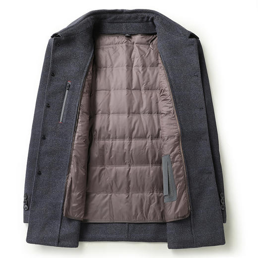 【可脱卸羽绒内胆】【新款DLC】大依优型品质双面呢羊毛呢大衣翻领外套商务夹克男宽松加肥加大码上衣胖子正装休闲 商品图4