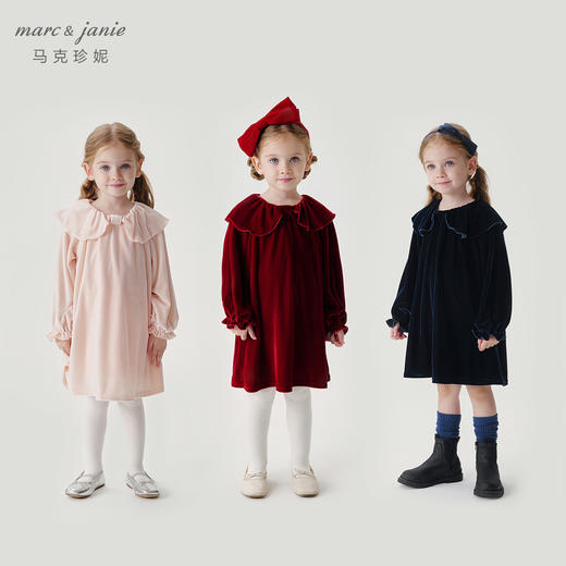 马克珍妮女童优雅丝绒连衣裙宝宝裙子2024年儿童秋冬新款240961 商品图1