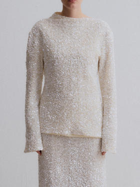 VC｜AW24028 Berta sequin long blouse  [ 亮片  白 ]