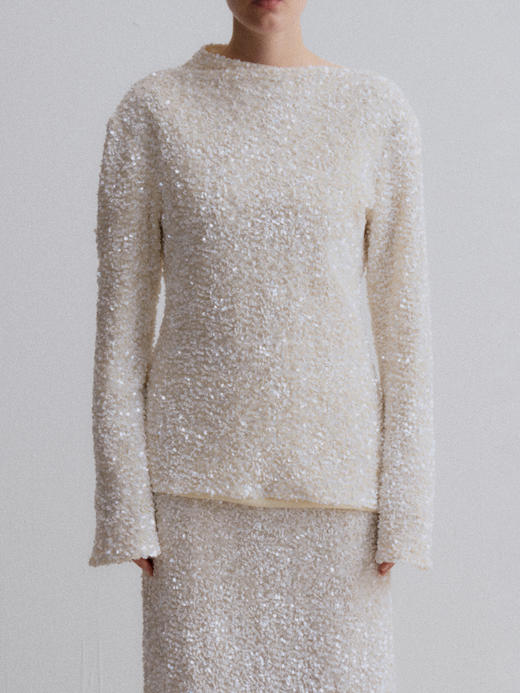 VC｜AW24028 Berta sequin long blouse  [ 亮片  白 ] 商品图0