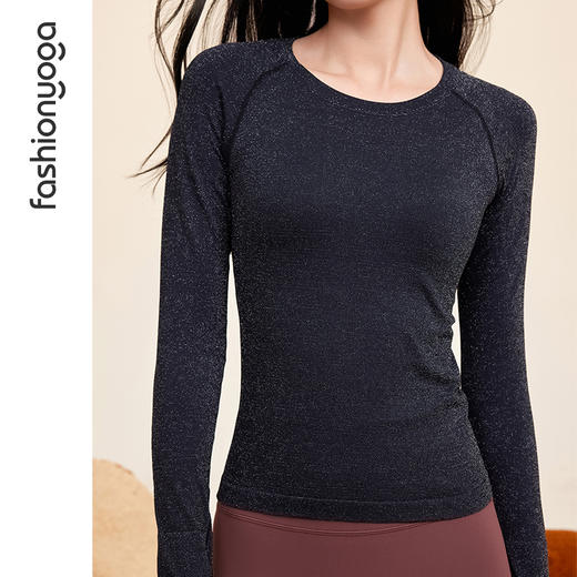 凡圣瑜伽  Q弹星光一体织长袖F14393 商品图10