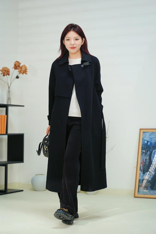 【XS2】GIMING黑色气质大衣【94.9%绵羊毛5.1%山羊绒】G2410D031101A 商品图2