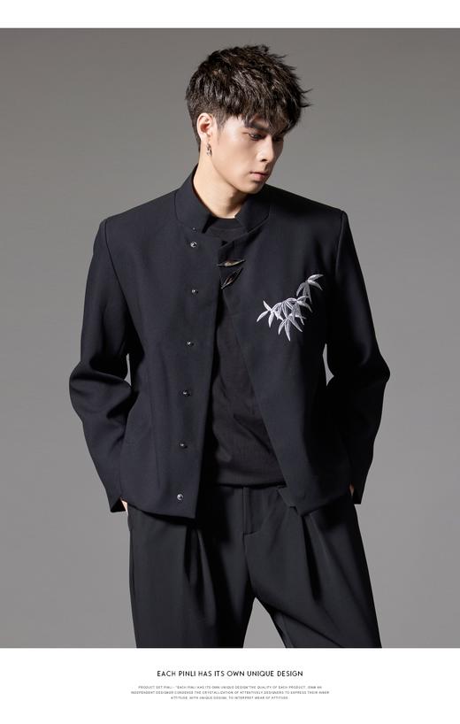 PINLI品立秋季新款新中式立领夹克外套男士刺绣国潮休闲西服B243104038 商品图0