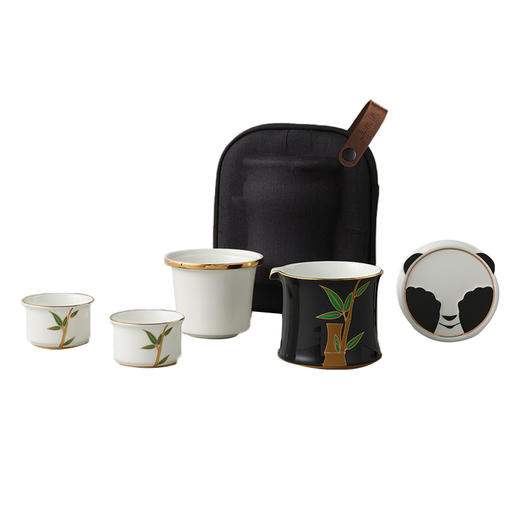 五粮文创·熊猫快客杯茶具套装（黑色款） *1套 商品图0